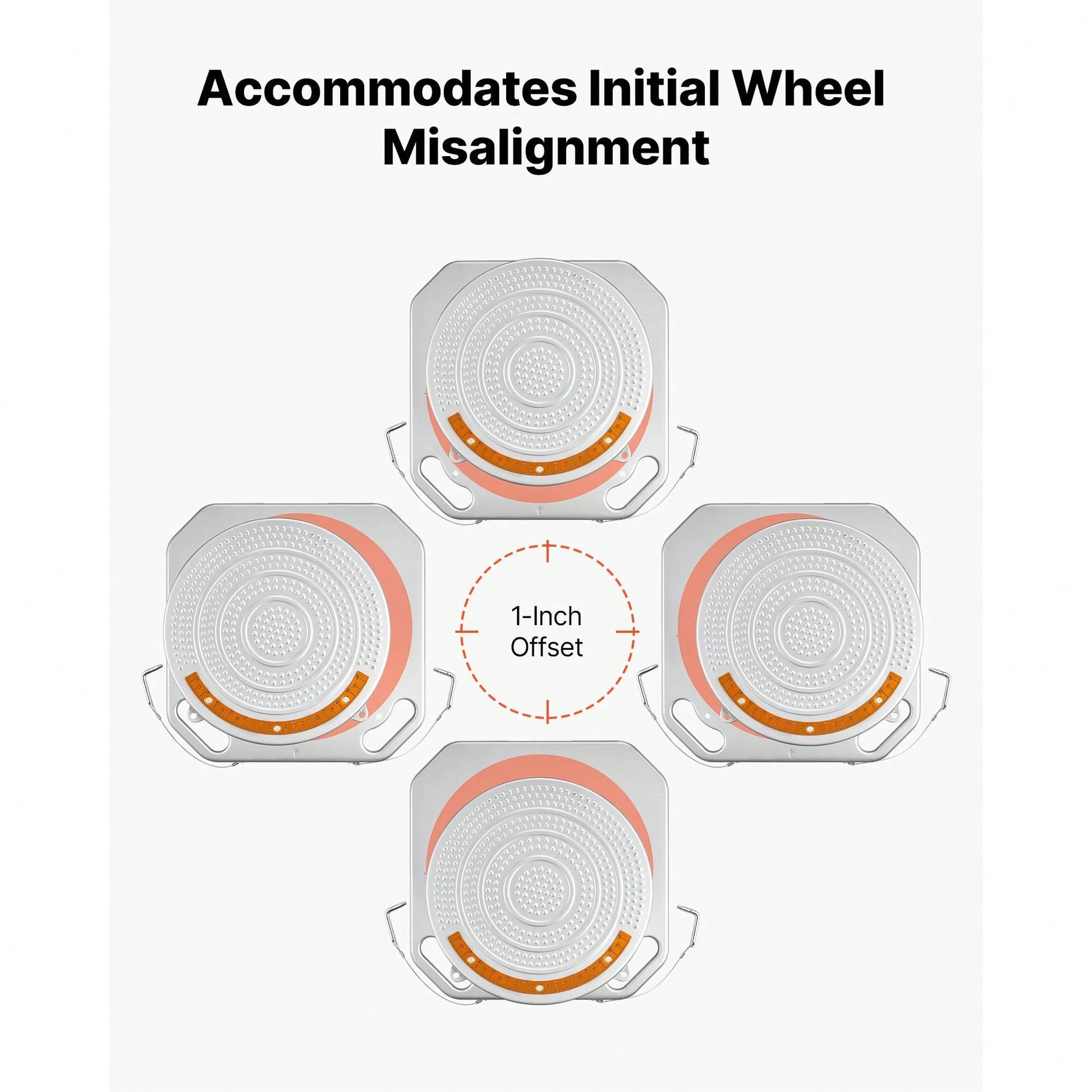 Wheel Alignment Turn Plates, 2 PCS, 2-Ton Capacity Per Plate, Brass Dial Measurements, 360° Rotating Turntable Wheel Alignment Tool With Transition Bridge & Thrust Block For Car SUV Light Truck