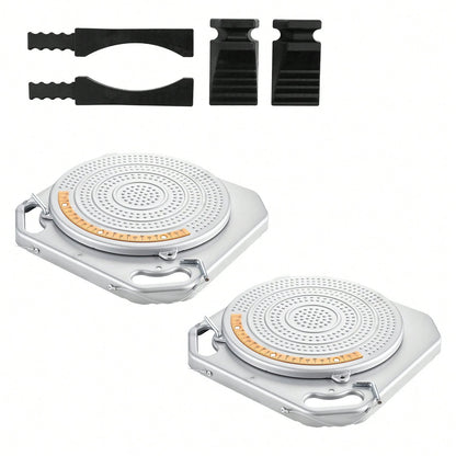 Wheel Alignment Turn Plates, 2 PCS, 2-Ton Capacity Per Plate, Brass Dial Measurements, 360° Rotating Turntable Wheel Alignment Tool With Transition Bridge & Thrust Block For Car SUV Light Truck