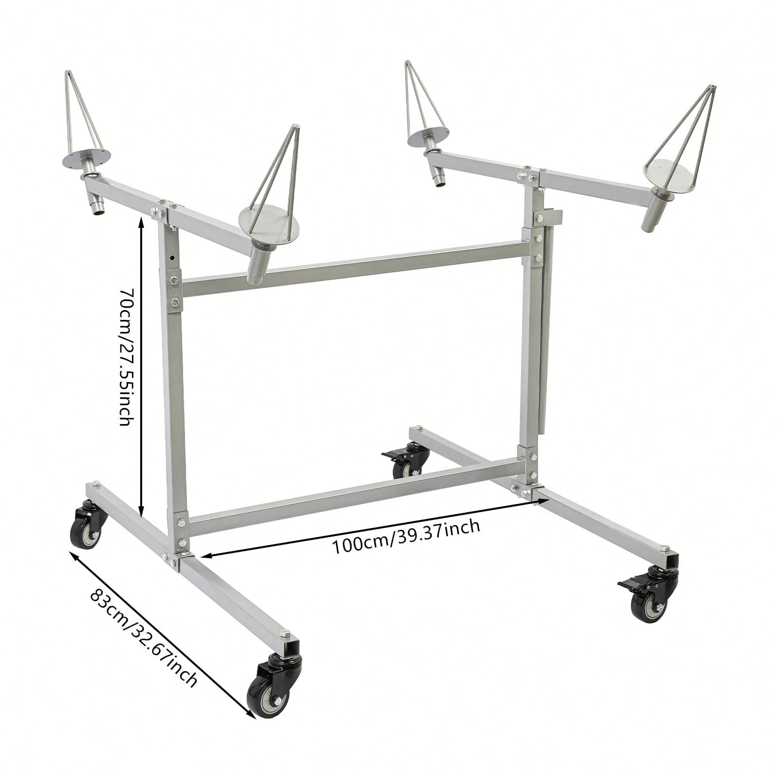 Wheel Paint Stand Rack, Heavy Duty Wheel Rim Painting Stand, Mobile Grey Carbon Steel Wheel Paint Stand With Lockable Casters, 300LBS Load Convertible Auto Body Panel Spray Support Stand For Auto Repa