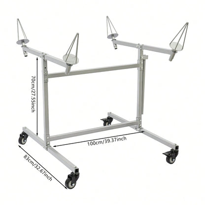 Wheel Paint Stand Rack, Heavy Duty Wheel Rim Painting Stand, Mobile Grey Carbon Steel Wheel Paint Stand With Lockable Casters, 300LBS Load Convertible Auto Body Panel Spray Support Stand For Auto Repa
