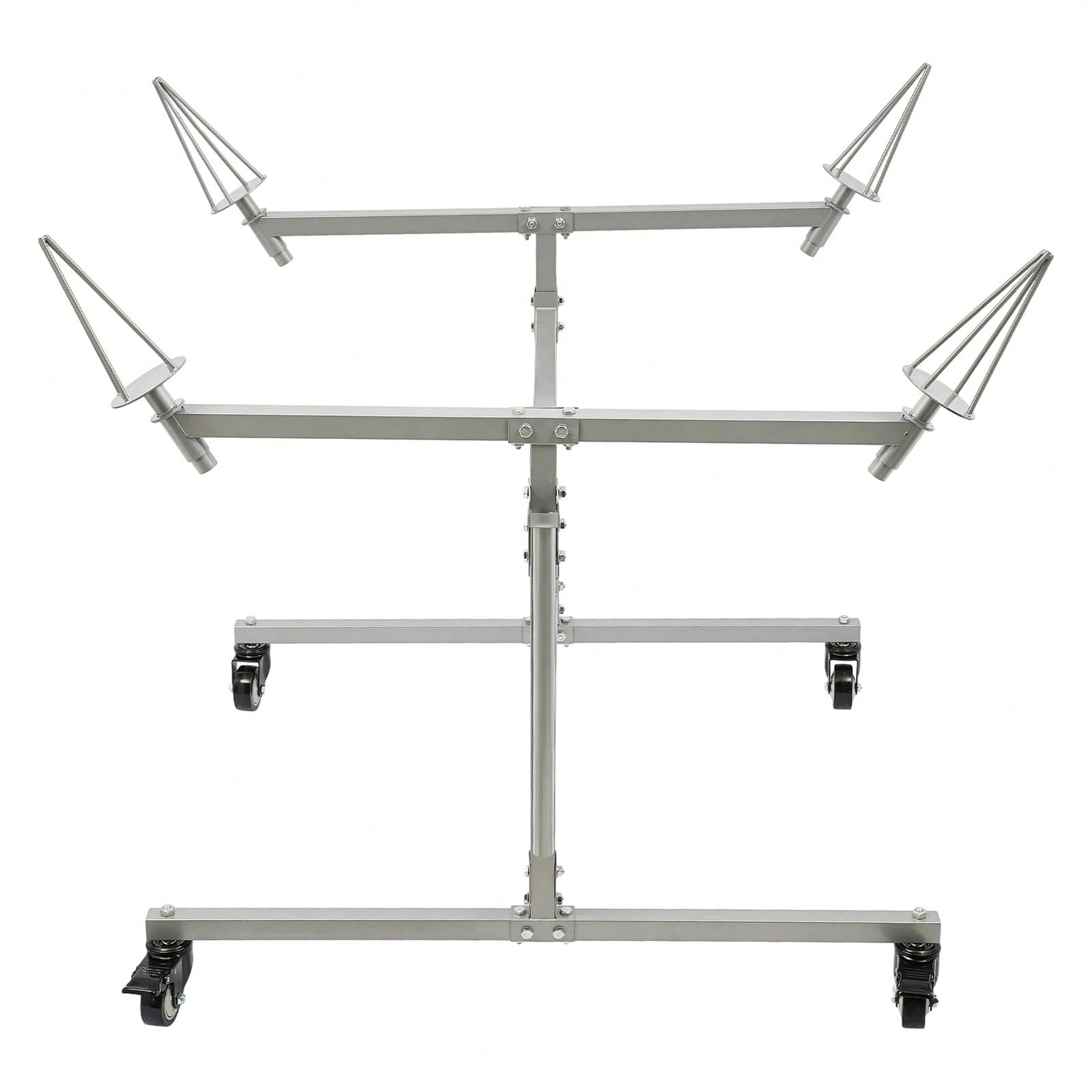 Wheel Paint Stand Rack, Heavy Duty Wheel Rim Painting Stand, Mobile Grey Carbon Steel Wheel Paint Stand With Lockable Casters, 300LBS Load Convertible Auto Body Panel Spray Support Stand For Auto Repa