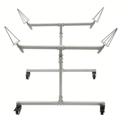Wheel Paint Stand Rack, Heavy Duty Wheel Rim Painting Stand, Mobile Grey Carbon Steel Wheel Paint Stand With Lockable Casters, 300LBS Load Convertible Auto Body Panel Spray Support Stand For Auto Repa