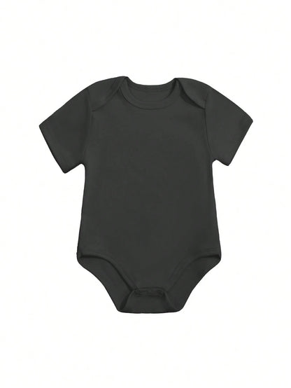 White Baby Clothing With "I ♥ My GrandPa & GrandMa This Much" Print And Stick Figure Drawing Baby Boys And Girls 2025 Newborn Baby Bodysuit Casual Short Sleeve Knitted Fabric Monogram Print Regular Ba