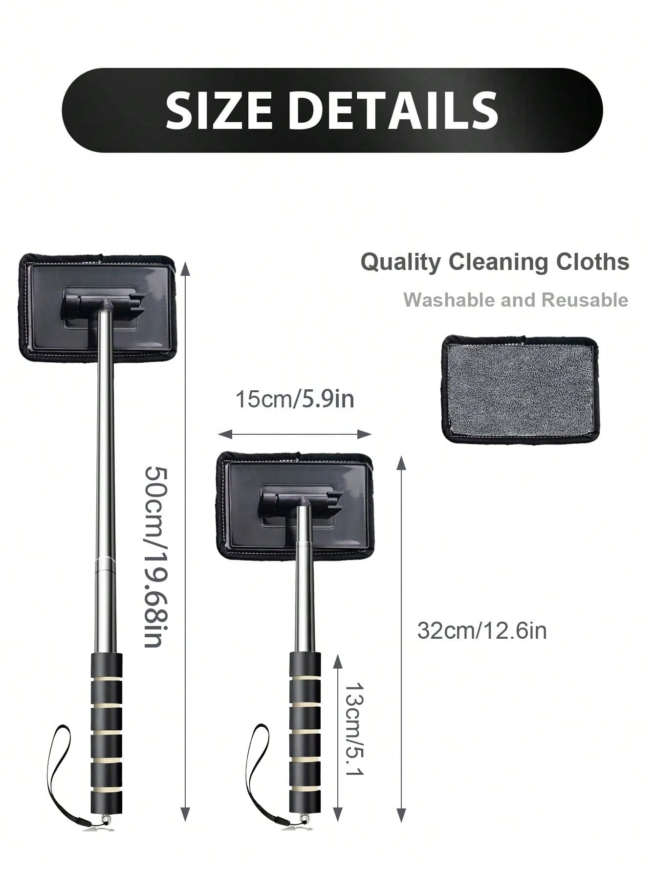 Windshield Cleaning Tool Set – Detachable Handle With 1-5 Microfiber Cloths| Multi-Pack Auto Glass Wiper & Cleanser Brush| All-In-One Car Cleaning Kit For Windows & Windshields| Essential Interior