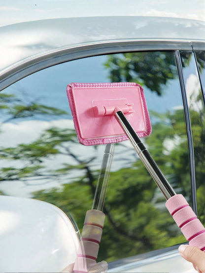 Windshield Cleaning Tool Set – Detachable Handle With 1-5 Microfiber Cloths| Multi-Pack Auto Glass Wiper & Cleanser Brush| All-In-One Car Cleaning Kit For Windows & Windshields| Essential Interior