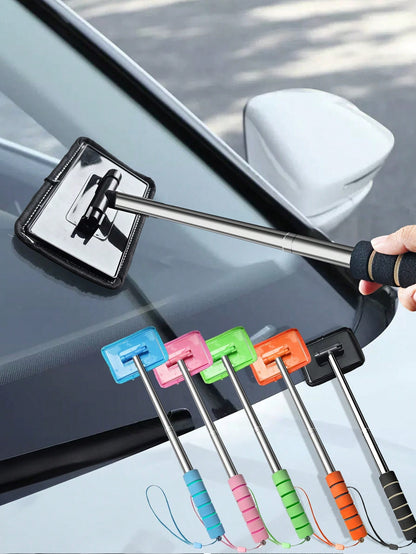 Windshield Cleaning Tool Set – Detachable Handle With 1-5 Microfiber Cloths| Multi-Pack Auto Glass Wiper & Cleanser Brush| All-In-One Car Cleaning Kit For Windows & Windshields| Essential Interior