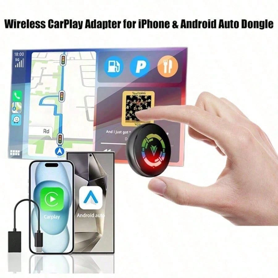 Wireless CarPlay Adapter For Android 11+/Ios 10+ (2 In 1)- 2025 Upgrade Wired CarPlay,Metal Body,Mini Size,Plug And Play,Perfect Compatible With Built-In Wired Apple CarPlay And Android Auto Cars
