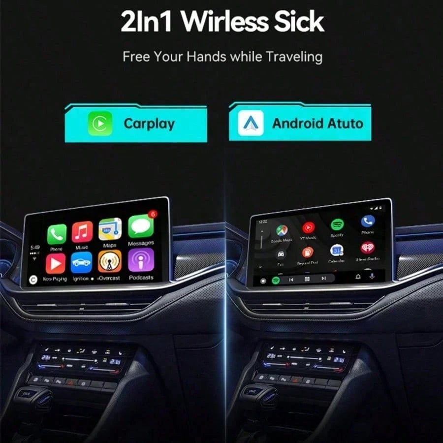 Wireless CarPlay Adapter For Android 11+/Ios 10+ (2 In 1)- 2025 Upgrade Wired CarPlay,Metal Body,Mini Size,Plug And Play,Perfect Compatible With Built-In Wired Apple CarPlay And Android Auto Cars