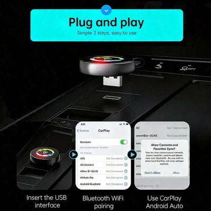 Wireless CarPlay Adapter For Android 11+/Ios 10+ (2 In 1)- 2025 Upgrade Wired CarPlay,Metal Body,Mini Size,Plug And Play,Perfect Compatible With Built-In Wired Apple CarPlay And Android Auto Cars