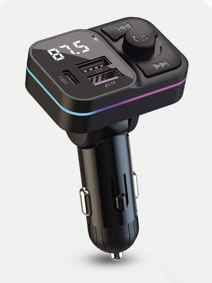 Wireless MP3 Player & 3.1A Multi-USB Car Charger With Colorful Lights, Wireless V5.3 Bluetooth Car Audio Player