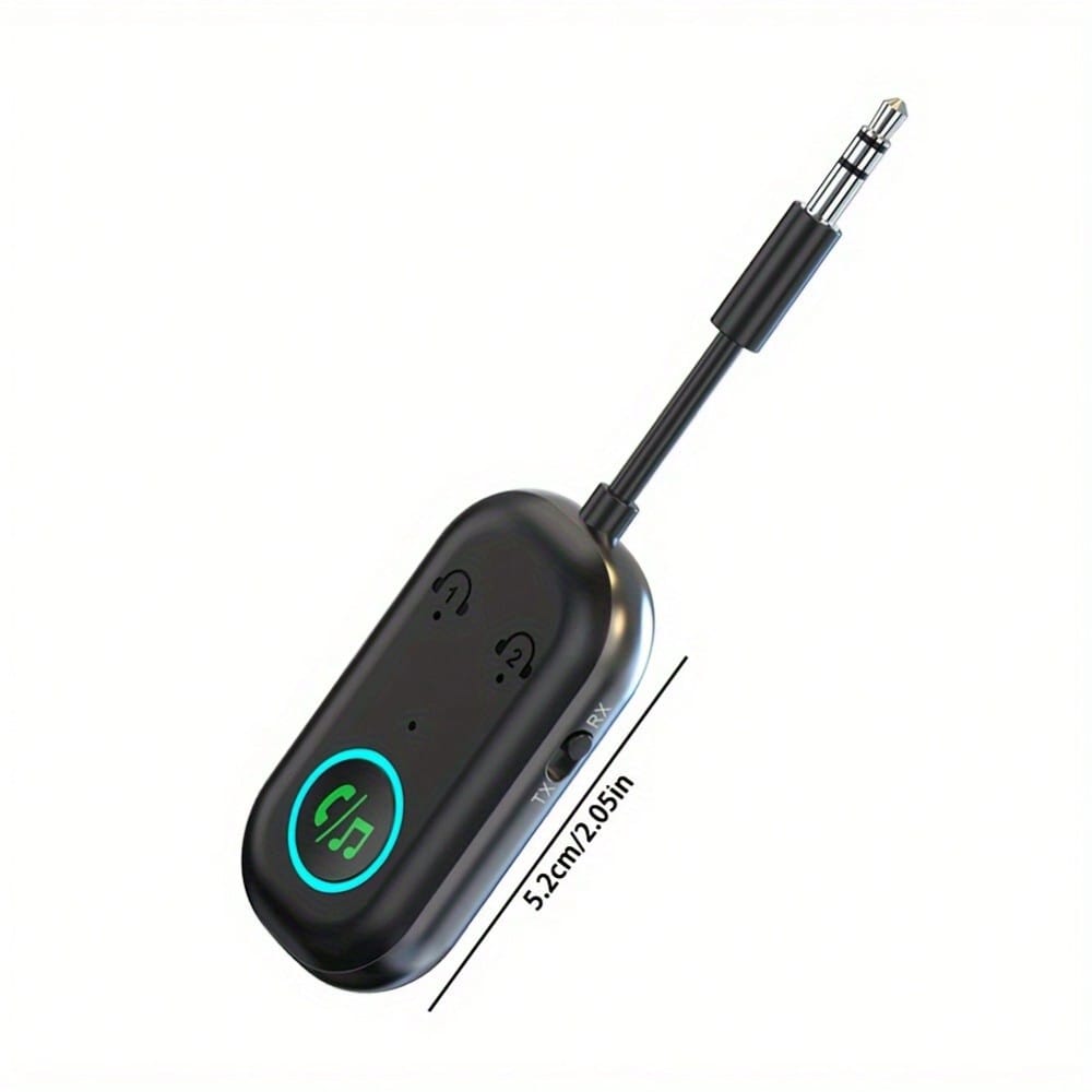 Wireless Transmitter Receiver, 3.5mm To Wireless 5.3 Transmitter, 2-In-1 Airplane Wireless Adapter For Headphone, TV, Airplane, Home Stereo, Speakers, Headphone, Car, Dual Wireless Connection