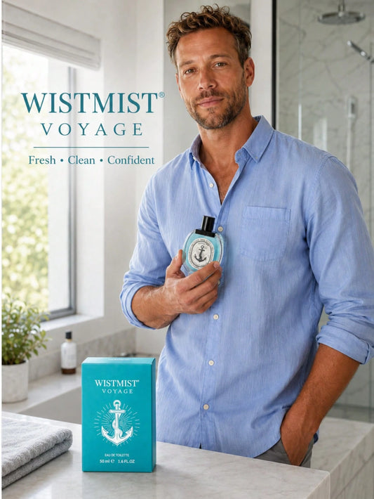 WISTMIST Voyage Men's Eau De Toilette 50ml, Fresh Aquatic Woody Cologne For Men, Clean Air Scent, Easy Daily Wear Fragrance For Office, Travel & Gift