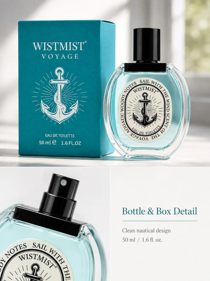 WISTMIST Voyage Men's Eau De Toilette 50ml, Fresh Aquatic Woody Cologne For Men, Clean Air Scent, Easy Daily Wear Fragrance For Office, Travel & Gift