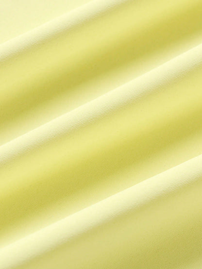 Women 2pcs/Set Round Neck Short Sleeve Elastic Waist Long Pants Casual Set Summer Elegant Yellow