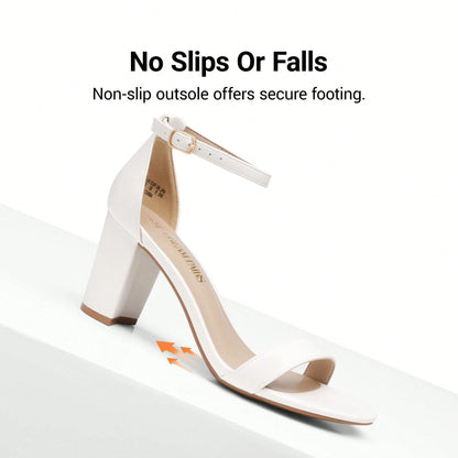 Women Classic Heeled Sandals With Adjustable Ankle Strap And Comfortable Chunky Heel For Festival Party Wedding Prom Spring Summer Daily Wearing