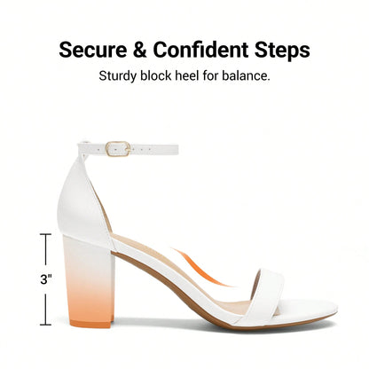 Women Classic Heeled Sandals With Adjustable Ankle Strap And Comfortable Chunky Heel For Festival Party Wedding Prom Spring Summer Daily Wearing
