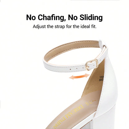 Women Classic Heeled Sandals With Adjustable Ankle Strap And Comfortable Chunky Heel For Festival Party Wedding Prom Spring Summer Daily Wearing