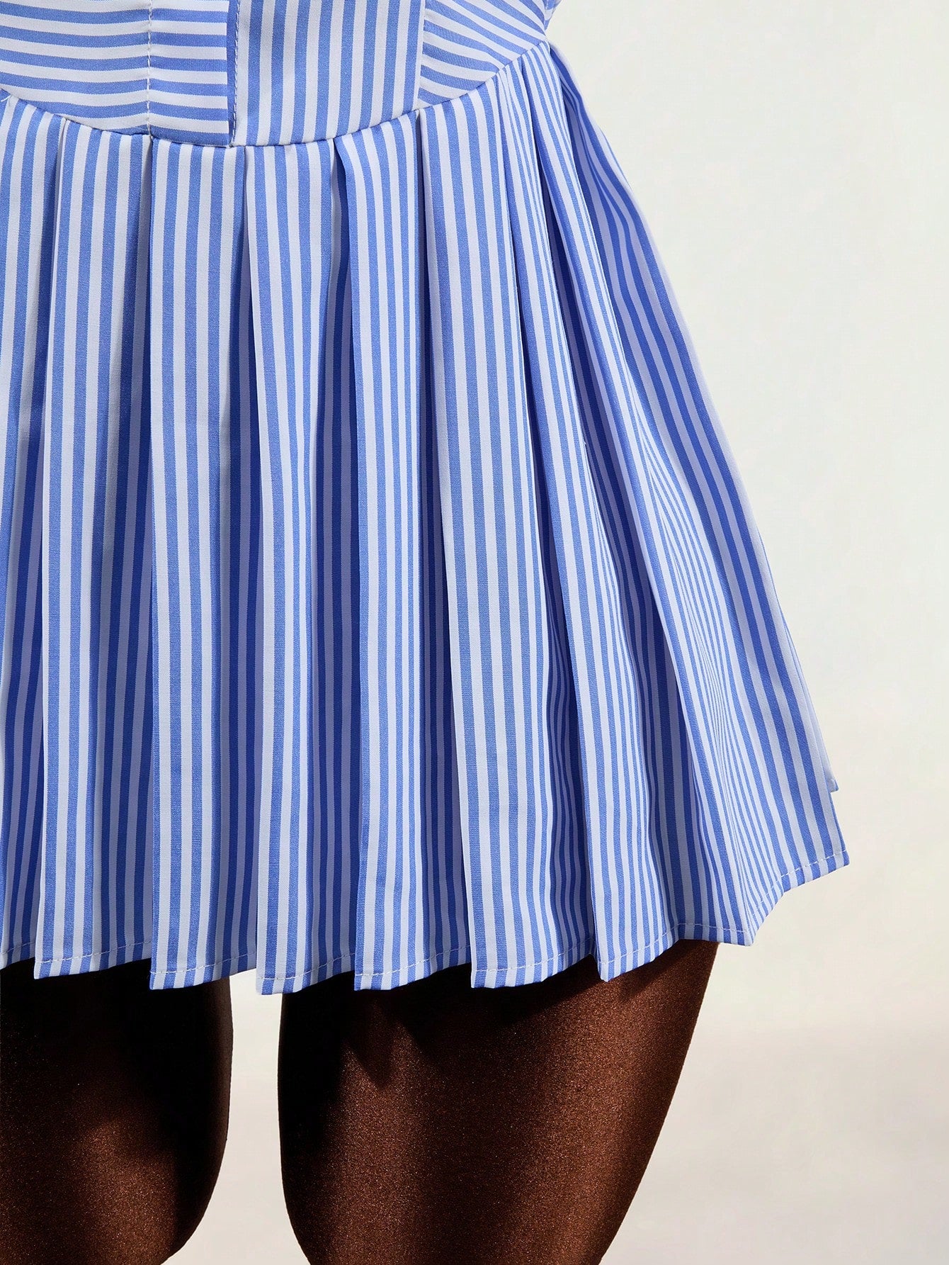 Women Mini Dresses Back-To-School Vacation Blue And White Stripe Coastal