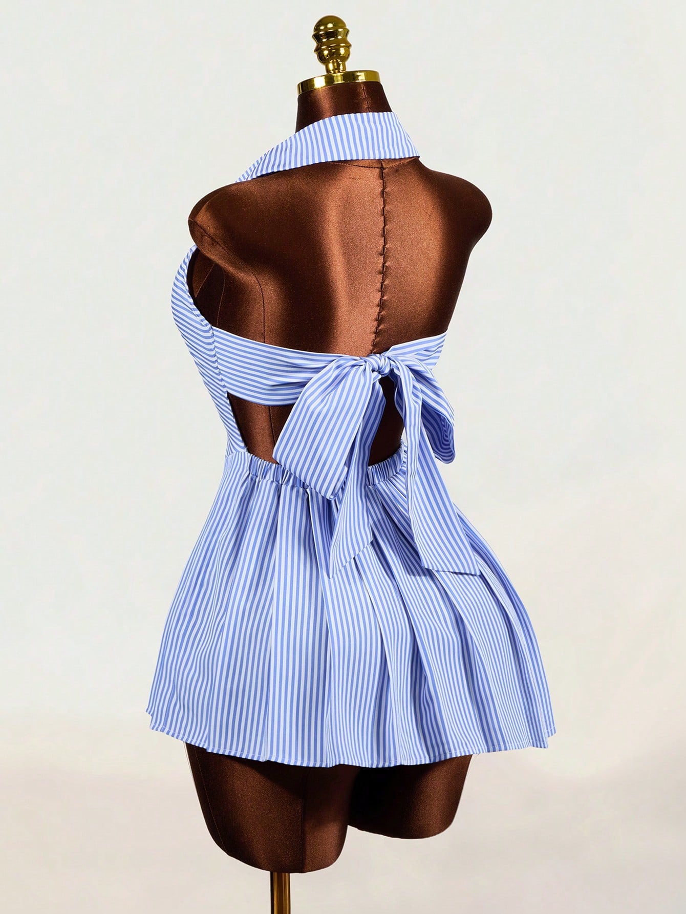 Women Mini Dresses Back-To-School Vacation Blue And White Stripe Coastal