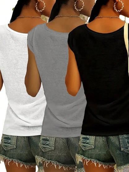 Women's Casual Knit V-Neck Short Sleeve T-Shirt, Medium Stretch, Regular Fit, Suitable For Summer Wear