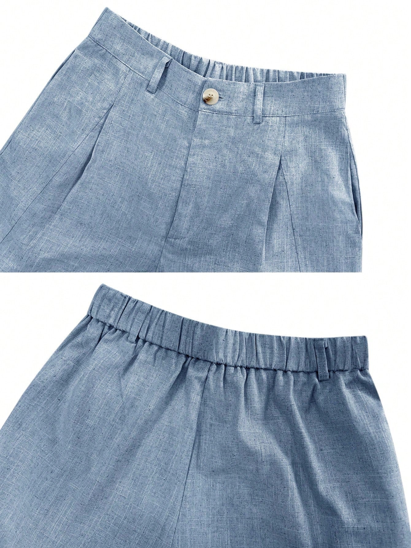 Women's Casual Linen Blend Pleated Design Side Pocket A-Line Shorts, Spring/Summer, Vacationcore, Resort Wear