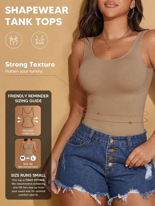Women's Crew Neck Seamless Slimming Sports Camisole Casual Summer