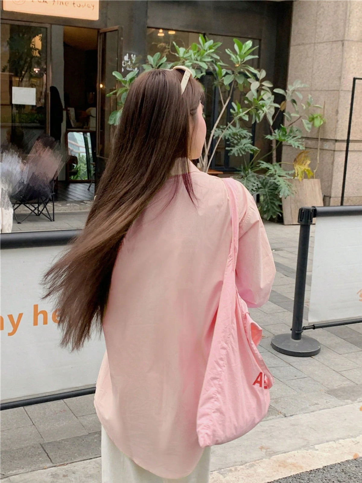 Women's Fashionable Yellow Polyester Shirt With Stand Collar, Dropped Shoulders And Cute Bow Embroidery Spring