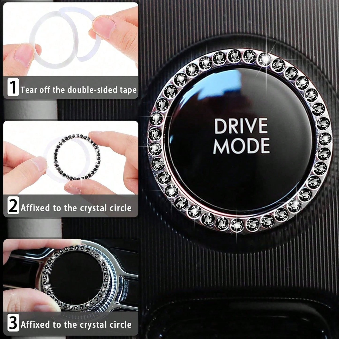Women's Genuine Leather Steering Wheel Cover 10-Piece Set 14.5-15 Inch Car Accessories With Seat Belt Shoulder Pads, Seat Belt Cover Cup Holder, Start Button Ring Sticker