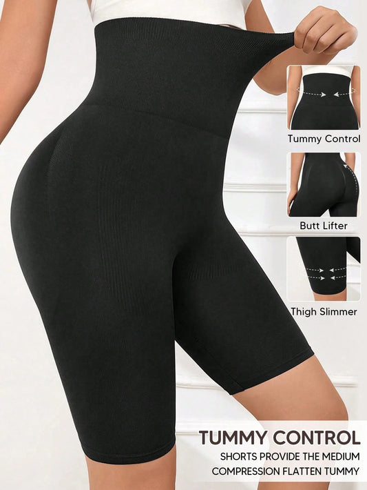Women's High Waist Shapewear Tummy Control Seamless Leggings Casual Black Summer