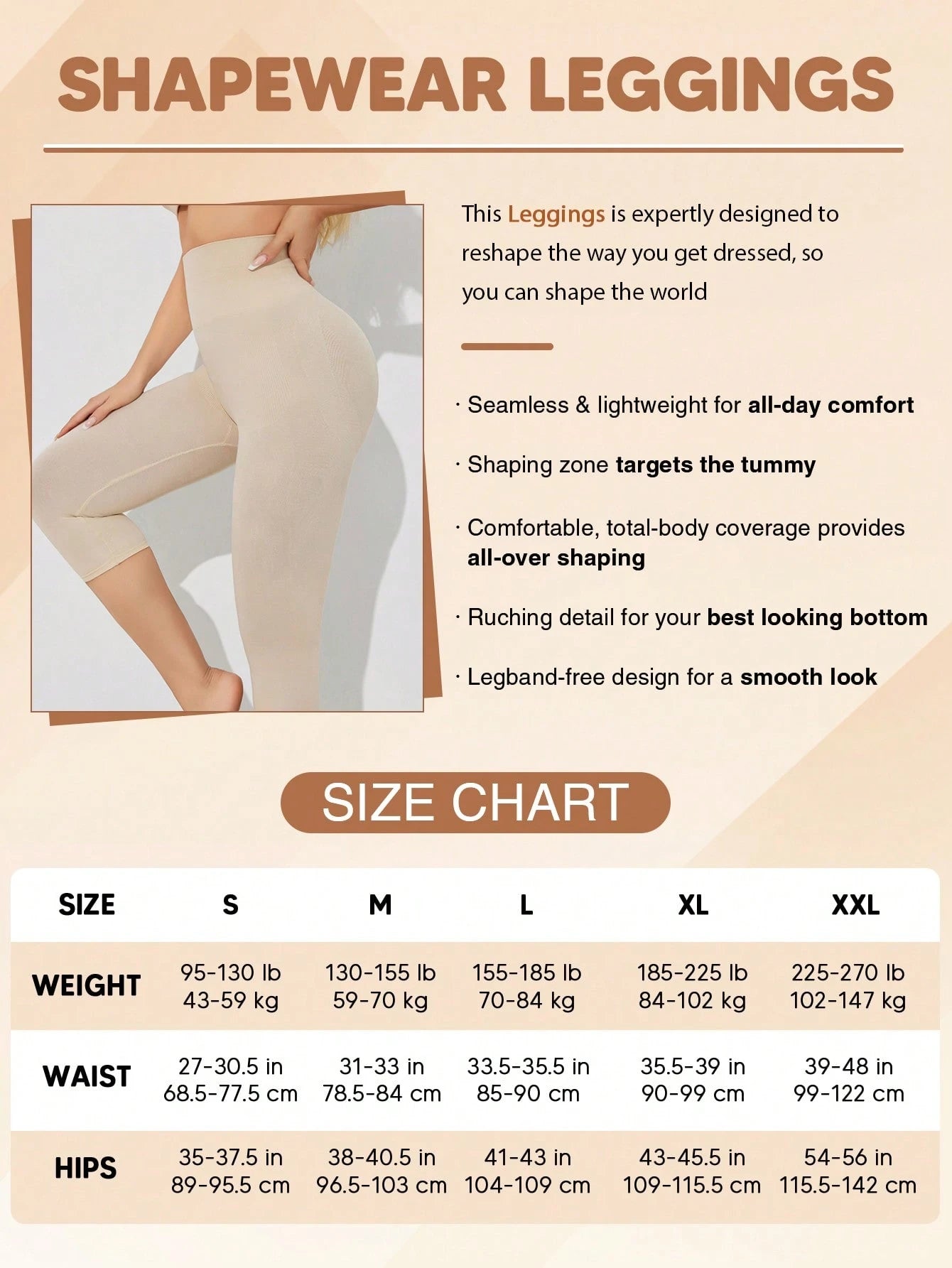 Women's High Waist Slimming Shaping 3/4 Length Leggings Black Summer