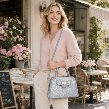 Women's Luxury Digital Print Lock Handbag Crossbody Shoulder Bag, Large Capacity Bag For Daily Commute & Dating Outings