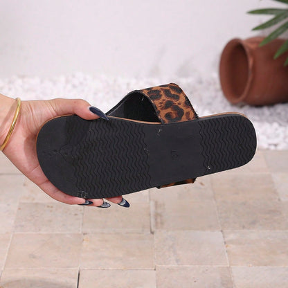 Women's Metal Buckle Decor Flat Toe Ring Sandals, Round Toe, PU Upper, Minimalist Design, Versatile, Suitable For Beach & Vacation, Black