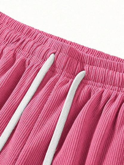 Women's New Elegant Fashion Corduroy Casual Long Pants, Solid Color With Drawstring Pockets, Comfortable Style Sports
