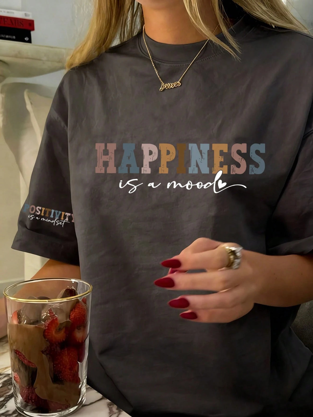 Women's New Minimalist Cute Pattern Casual Vacation Style Loose Versatile Round Neck Regular Fit Knit Short Sleeve T-Shirt, Daily Top Summer