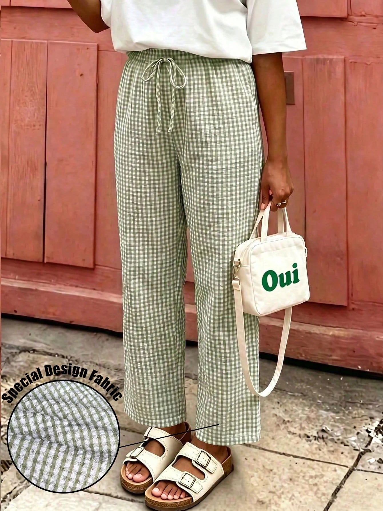Women's Plaid Wide Leg Pants, Decorated With Bow Waist, Summer Bohemian Style Long Pants, Suitable For Back To School, Commuting, Beach And Daily Wear