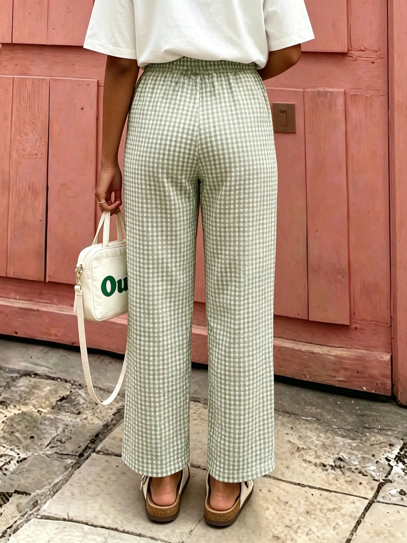 Women's Plaid Wide Leg Pants, Decorated With Bow Waist, Summer Bohemian Style Long Pants, Suitable For Back To School, Commuting, Beach And Daily Wear