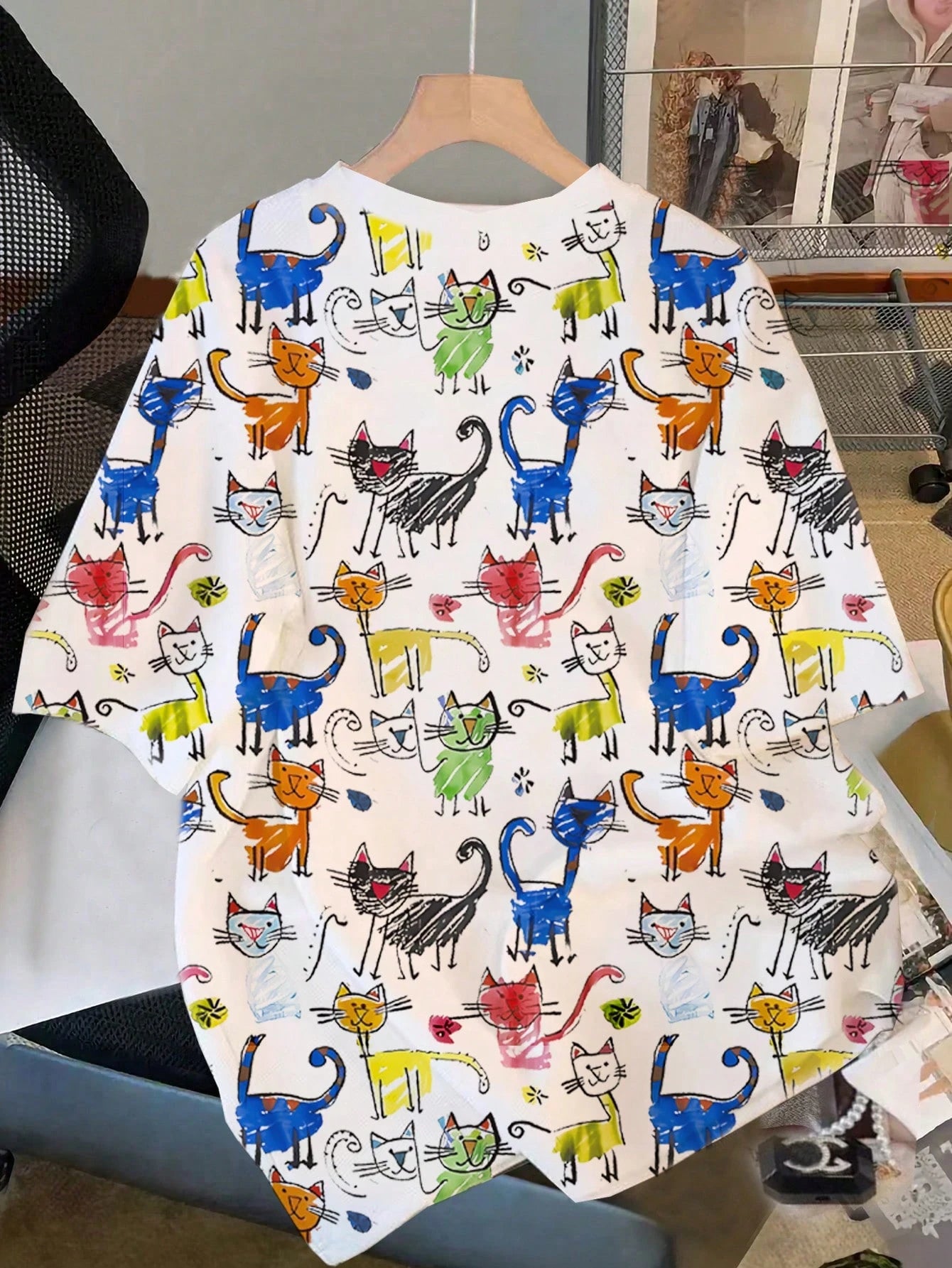 Women's Plus Size Cartoon Print Crew Neck T-Shirt
