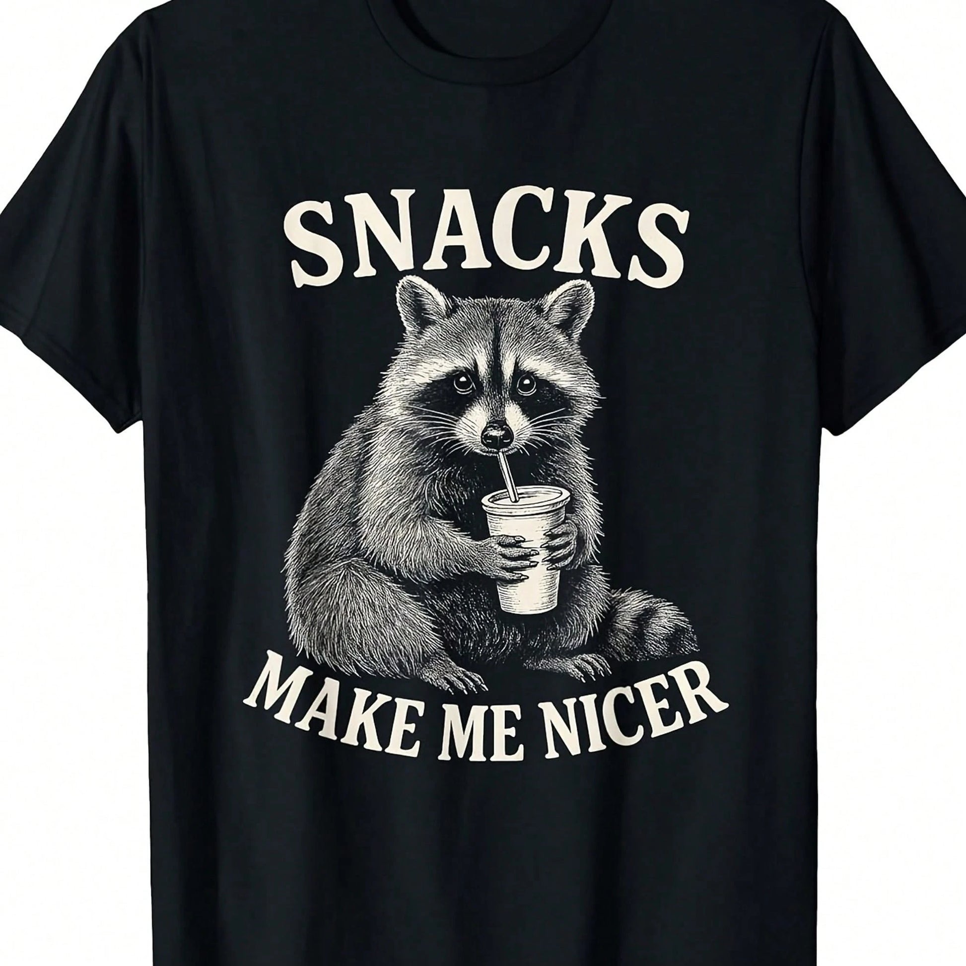 Women's Plus-Size Fun Raccoon T-Shirt, Featuring An Adorable Raccoon Face Design, Suitable For Street Style And Everyday Wear.