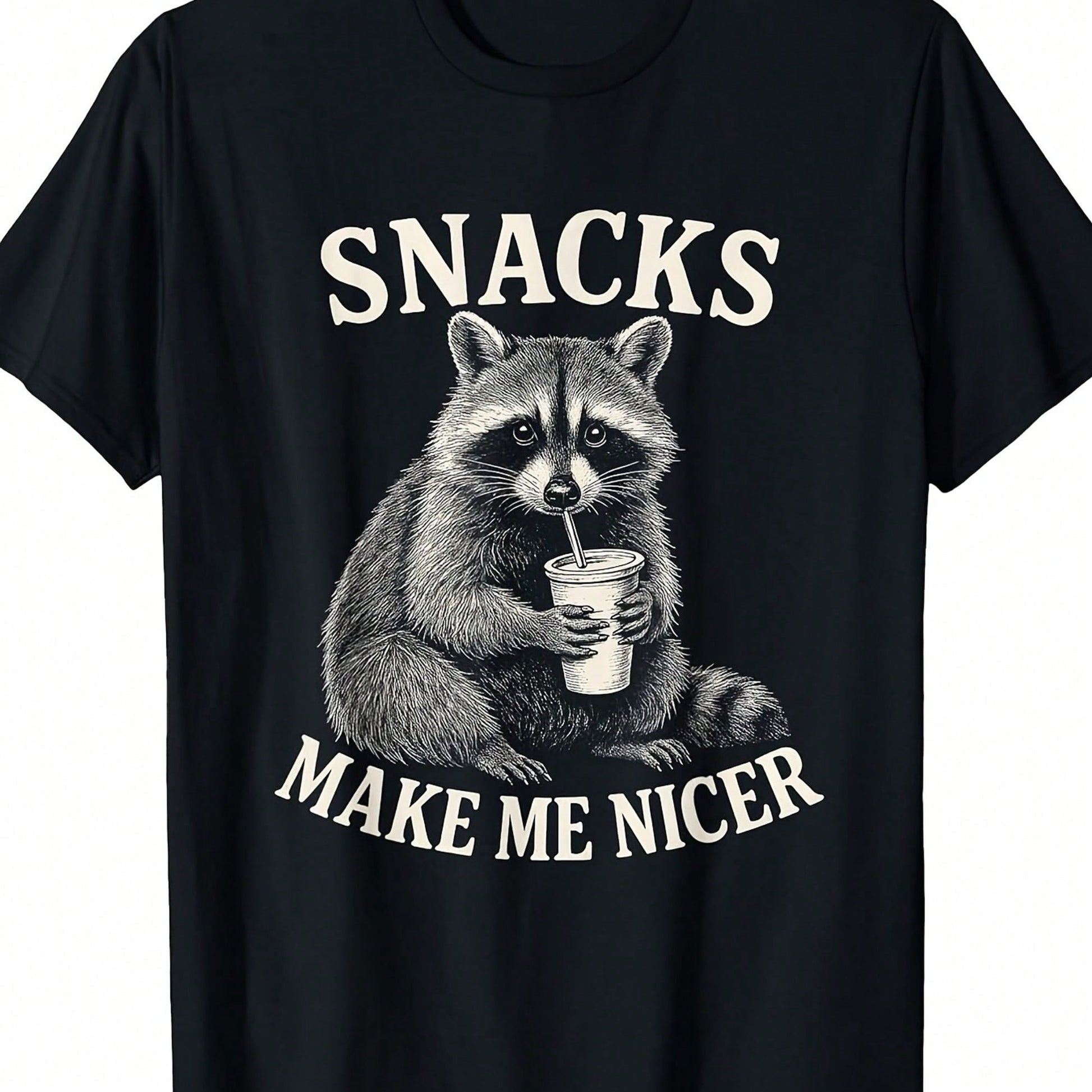 Women's Plus-Size Fun Raccoon T-Shirt, Featuring An Adorable Raccoon Face Design, Suitable For Street Style And Everyday Wear.