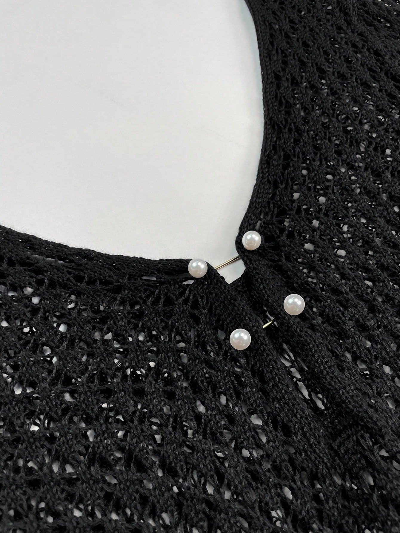 Women's Plus Size Long Sleeve Hollow Crochet Cover-Up, Elegant Bohemian Beach Vacation Style, Summer Vacation Outfit Black