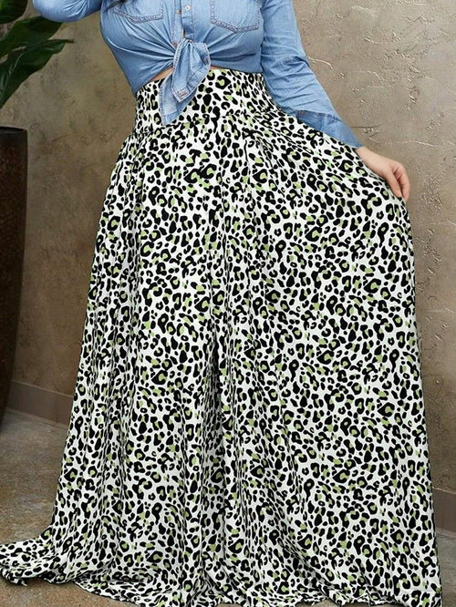 Women's Printed Pattern Casual Daily Vacation Leisure Skirt, Elastic Waist Slim Fit A-Line Long Lightweight Elegant Printed Women's Daily Casual Skirt