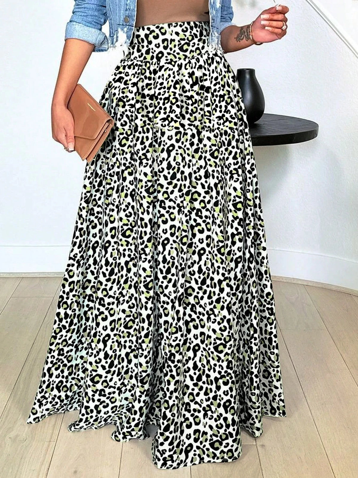 Women's Printed Pattern Casual Daily Vacation Leisure Skirt, Elastic Waist Slim Fit A-Line Long Lightweight Elegant Printed Women's Daily Casual Skirt