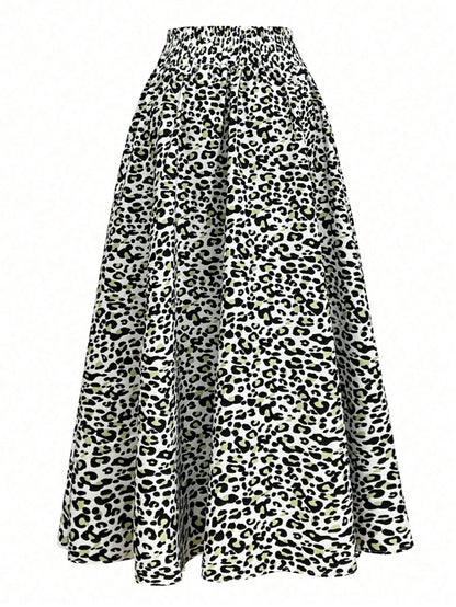 Women's Printed Pattern Casual Daily Vacation Leisure Skirt, Elastic Waist Slim Fit A-Line Long Lightweight Elegant Printed Women's Daily Casual Skirt