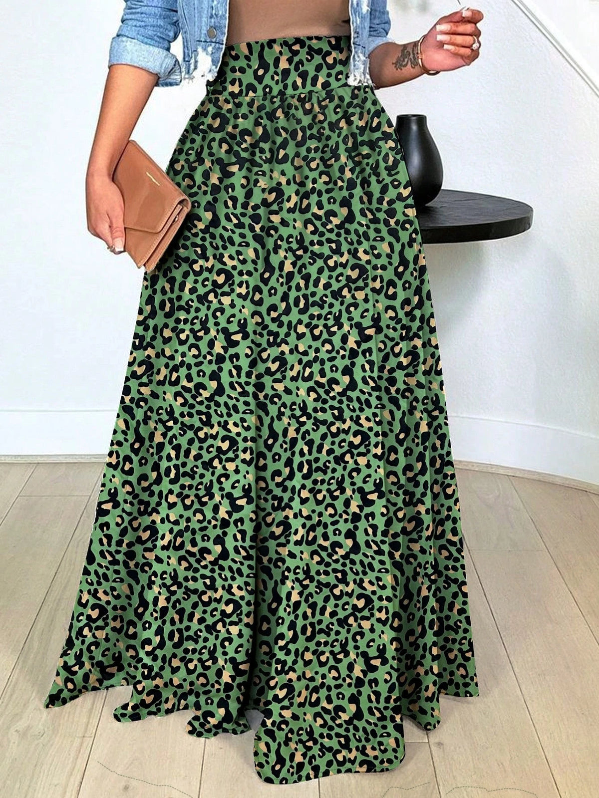 Women's Printed Pattern Casual Daily Vacation Leisure Skirt, Elastic Waist Slim Fit A-Line Long Lightweight Elegant Printed Women's Daily Casual Skirt