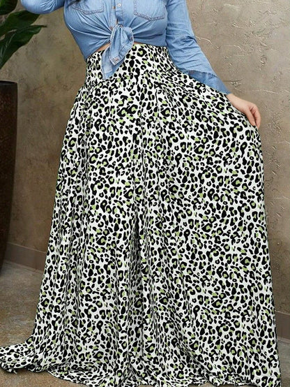 Women's Printed Pattern Casual Daily Vacation Leisure Skirt, Elastic Waist Slim Fit A-Line Long Lightweight Elegant Printed Women's Daily Casual Skirt