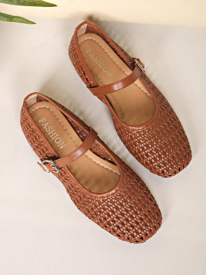 Women's Summer New Fashion Flat Shoes, Hollow-Out Buckle Design, Comfortable Wear, Suitable For Travel, Vacation, Mother's Day, Ballet