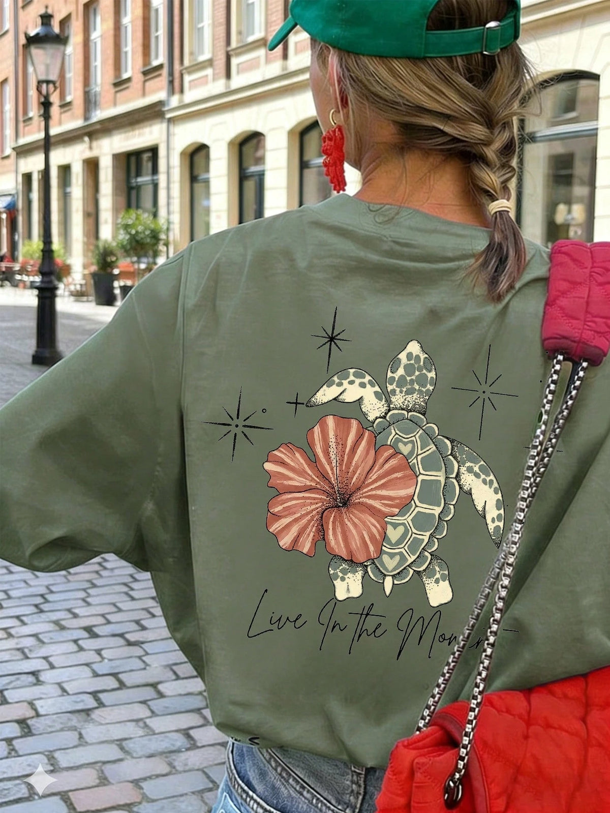 Women's Summer Turtle, Floral & Letter Print Casual Loose Round Neck Beach Vacation T-Shirt