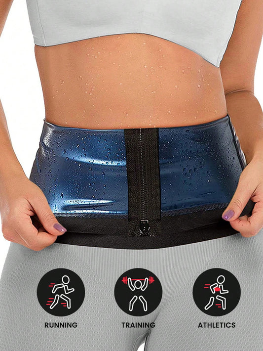 Women's Waist Cincher Body Shaper Sauna Sweat Belt Blue Sports