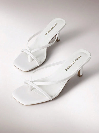Women Summer New Arrival Kitten Low Heel Thong Slippers Fashion Square Open Toe Comfort Sandals For Party Casual Slides