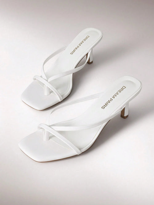 Women Summer New Arrival Kitten Low Heel Thong Slippers Fashion Square Open Toe Comfort Sandals For Party Casual Slides